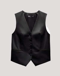 BUTTON UP LEATHER VEST TOP