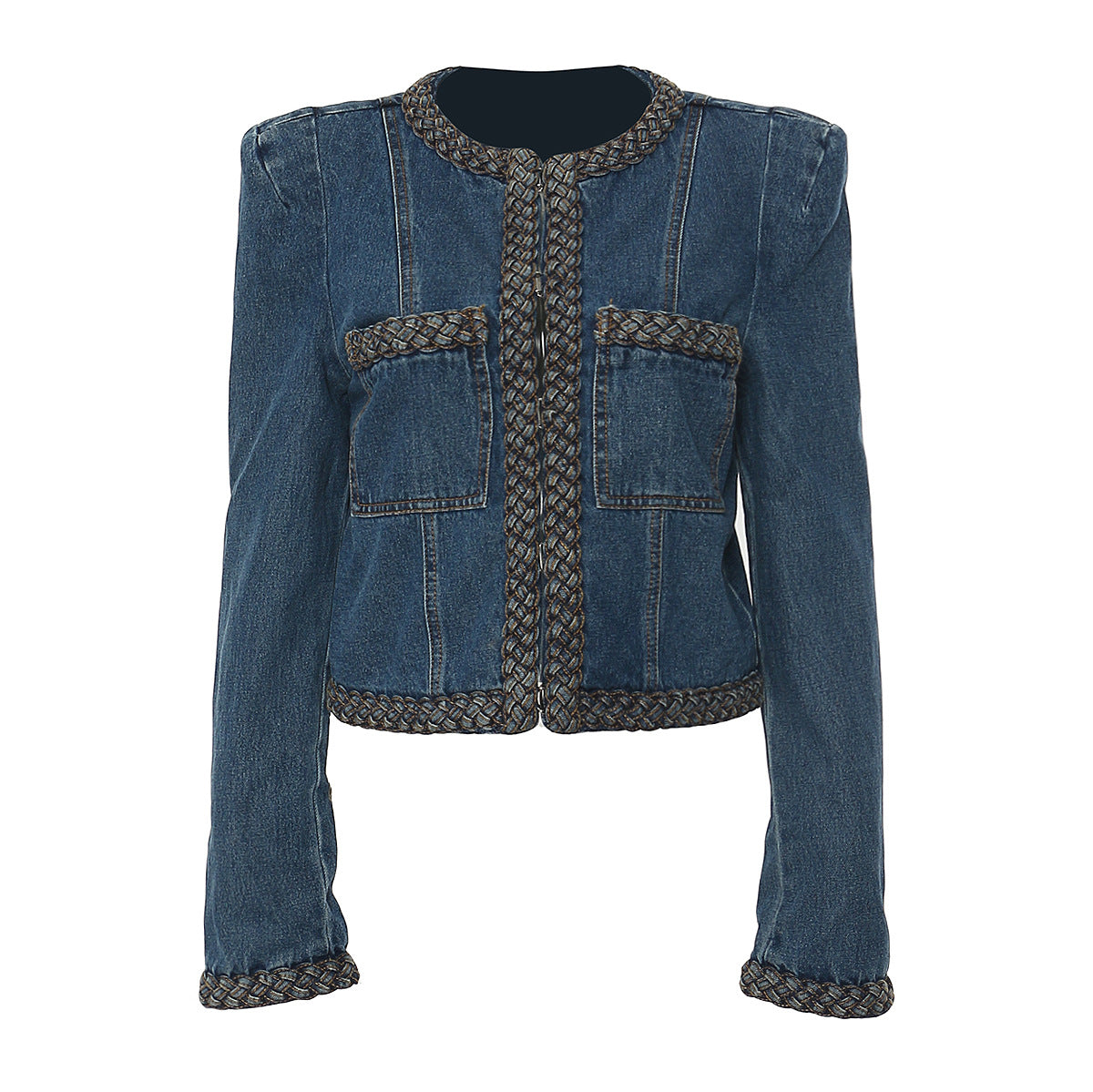 Personality Women Delicate Personality Padded Shoulder Denim Jacket Short Coat Women