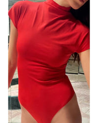 Deep Spring Women Clothing Street Slim Half Turtleneck Bodysuit