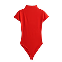 Deep Spring Women Clothing Street Slim Half Turtleneck Bodysuit