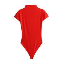 Deep Spring Women Clothing Street Slim Half Turtleneck Bodysuit