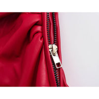 Deep Women Slim Fit Pleated Decorative Leather Short Sleeve Dress