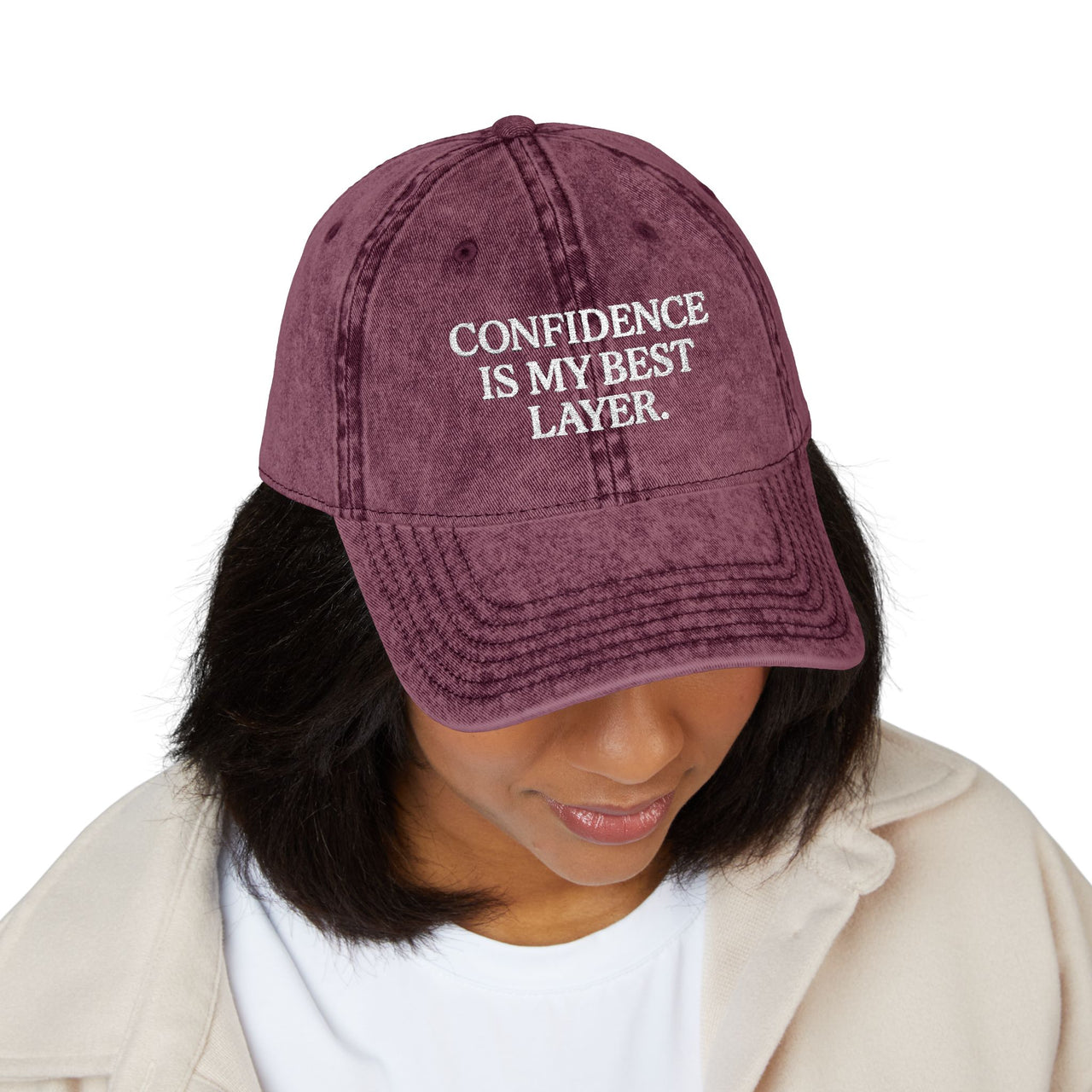 Confidence Quote Hat – Vintage Embroidered Dad Cap - Modestly Vogue