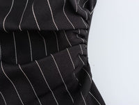 Black Women Spring Striped Stitching Hanging Collar Slim Vest Top