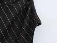 Black Women Spring Striped Stitching Hanging Collar Slim Vest Top