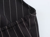 Black Women Spring Striped Stitching Hanging Collar Slim Vest Top