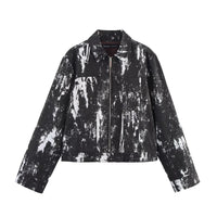 Black Women Clothing Women Animal Print Flocking Jacket Coat with Belt Pant Set