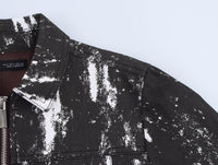 Black Women Clothing Women Animal Print Flocking Jacket Coat with Belt Pant Set
