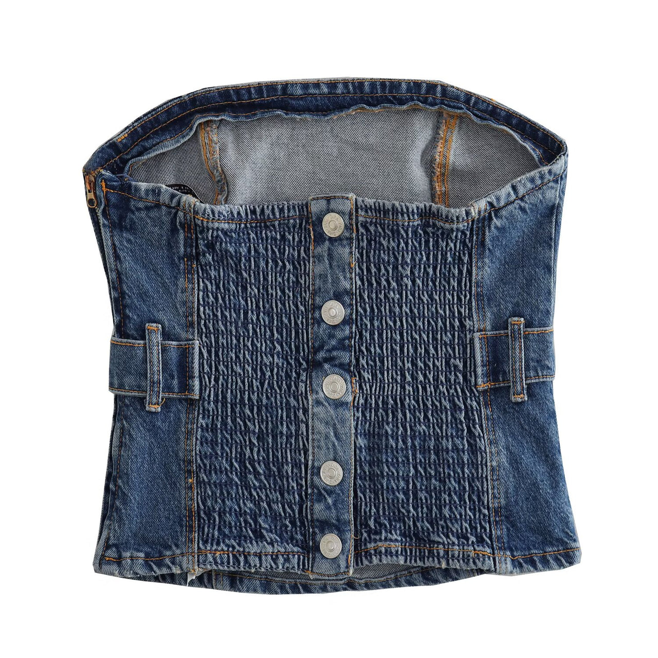 Blue Women Waist Band Elastic Tube Top