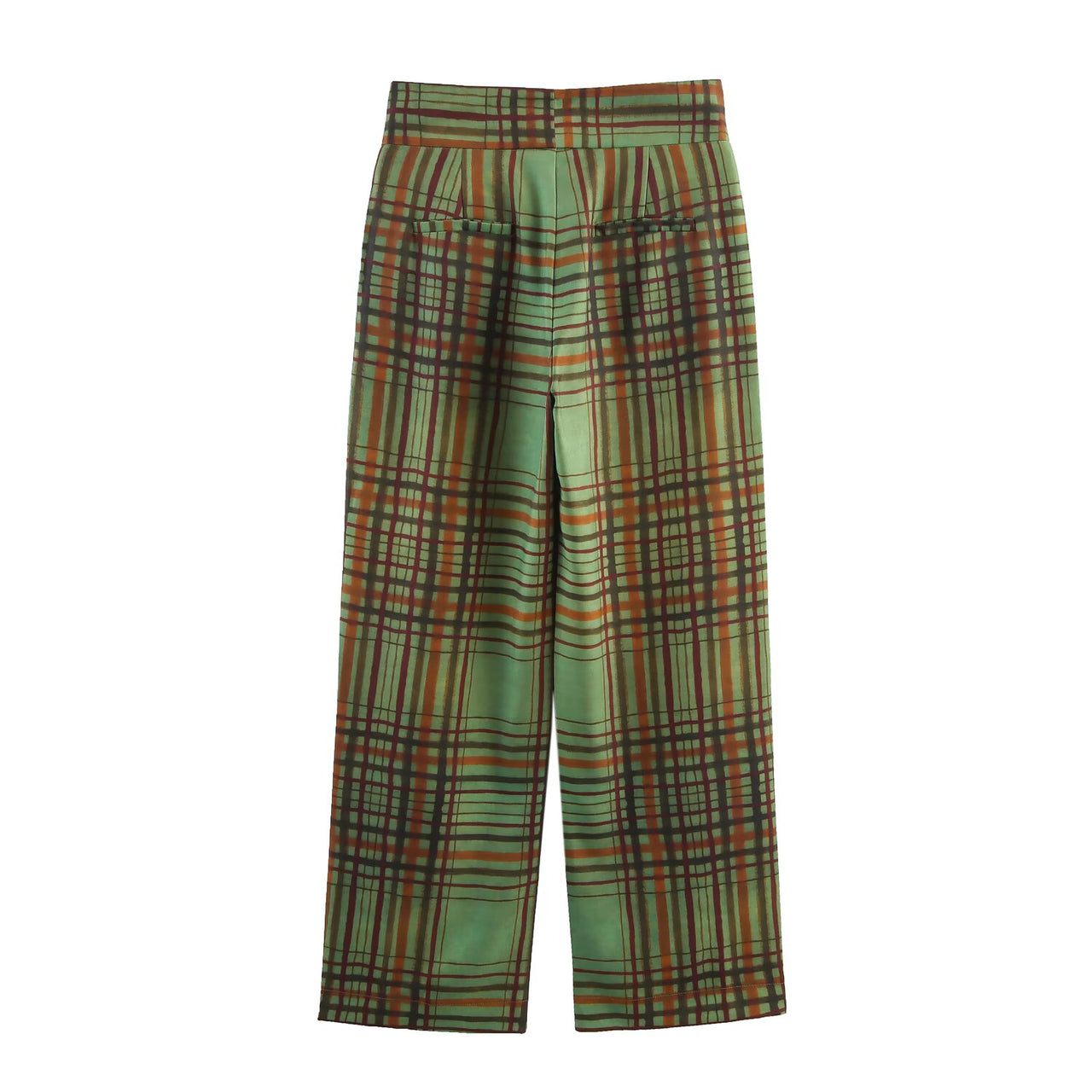 Earthtone Fall Women Clothing Plaid Blazer Cropped Trousers Pant Set