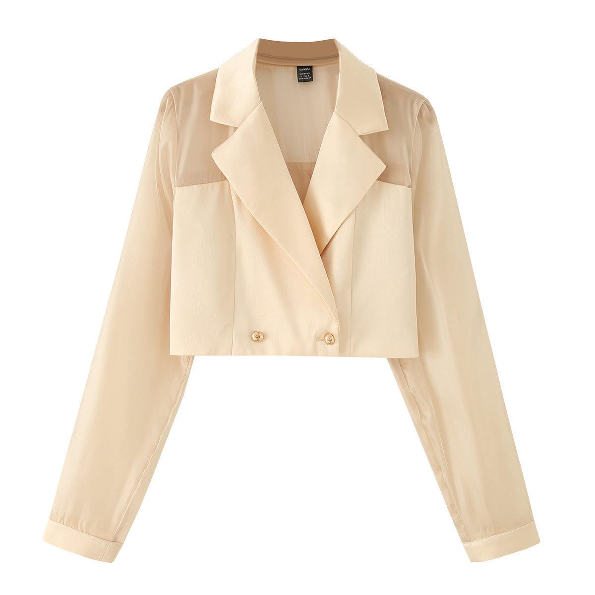 Neutral Women Clothing Yarn Stitching Satin Double Breasted Short Blazers