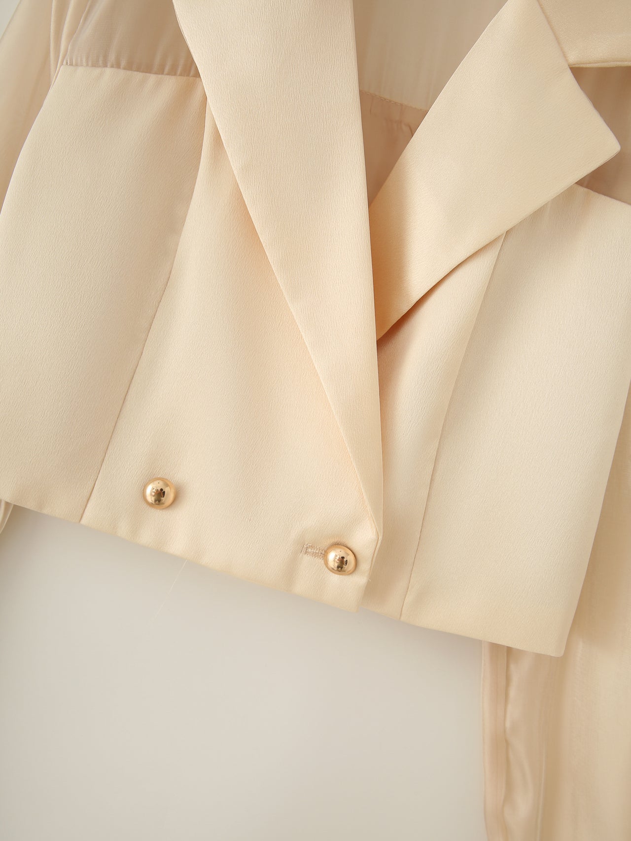 Neutral Women Clothing Yarn Stitching Satin Double Breasted Short Blazers