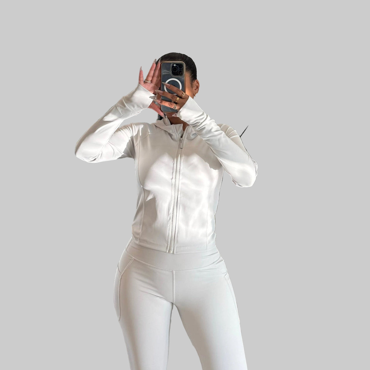 Yoga Tight Quick-Drying Fitness Pocket Zipper Yoga Clothes Outdoor Running Sports Set - Modestly Vogue