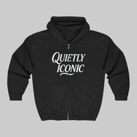 Quietly Iconic Modest Mindset Statement Zip Front Hoodie Sweatshirt