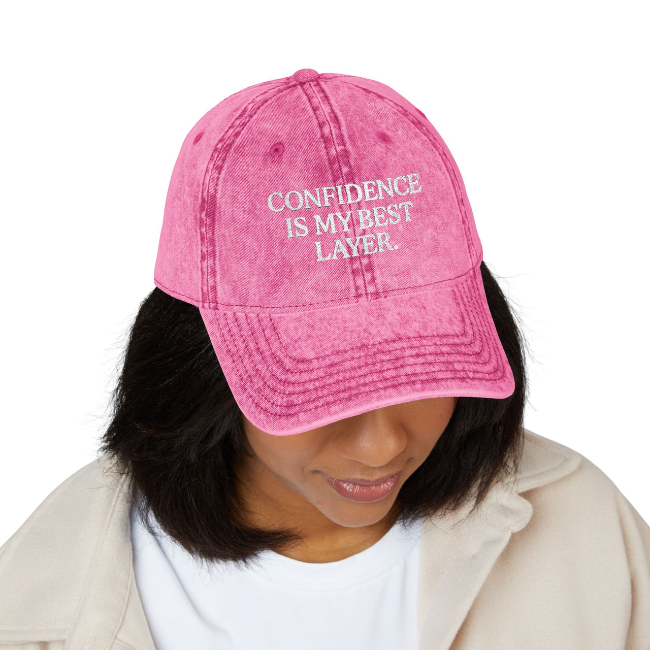 Confidence Quote Hat – Vintage Embroidered Dad Cap - Modestly Vogue