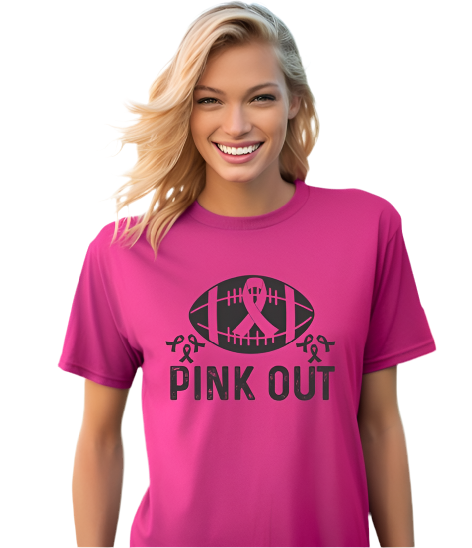 Pink Out Football Breast Cancer Short Sleeve Tee