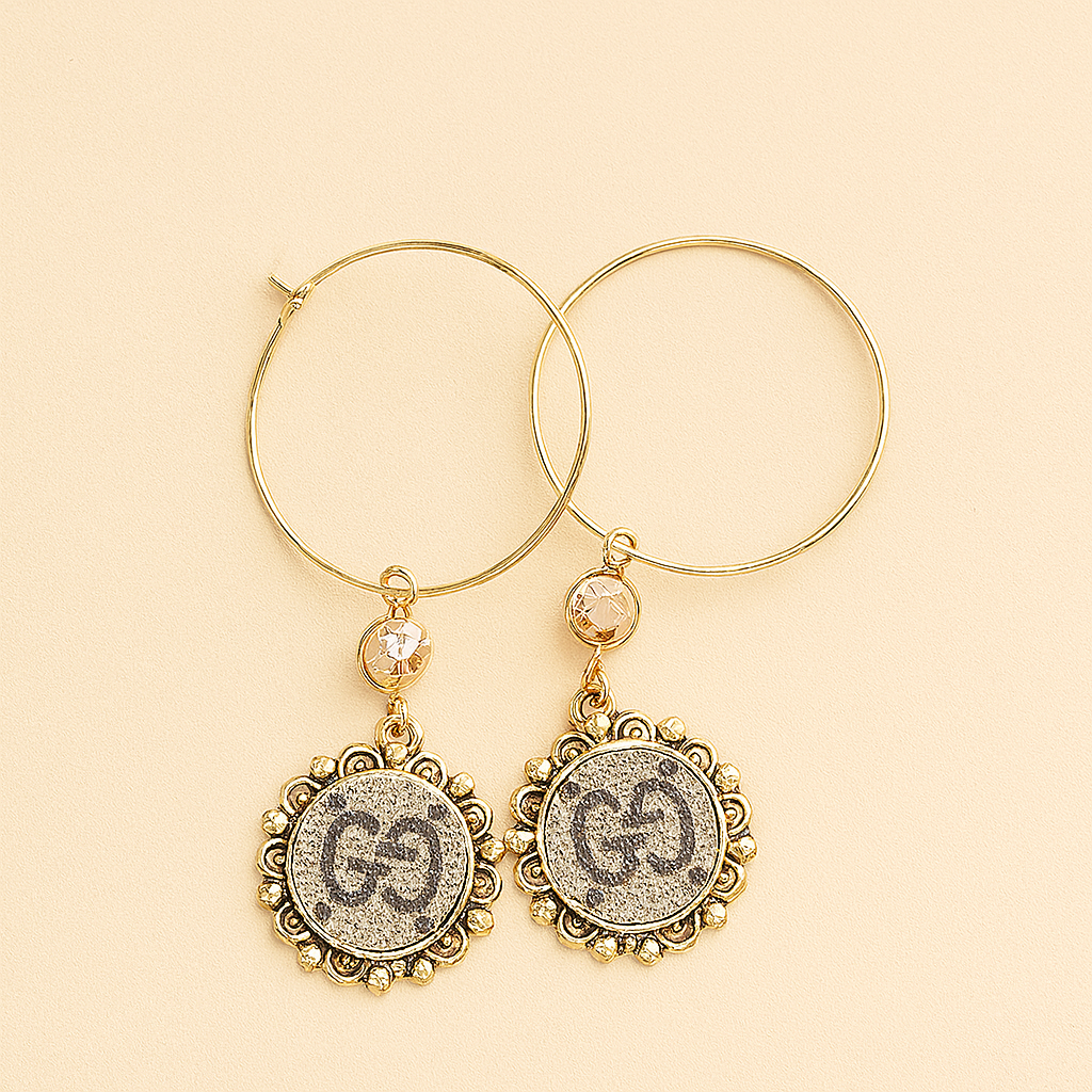 Upcycled GG Gold Hoop Earrings – Sustainable Luxury Statement Jewelry - Modestly Vogue