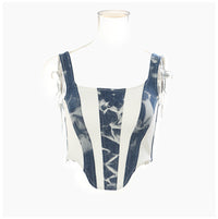 Stitching Contrast Color Washed Denim Slim Top Vest Camisole Women