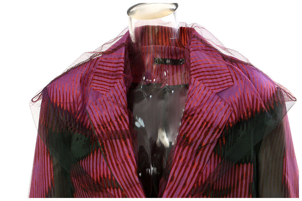 Personalized Graffiti Mesh Stitching Printing Two Piece Set Suit