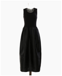 Black Knitted High Elastic Vest Stitching Hem Girl Dress