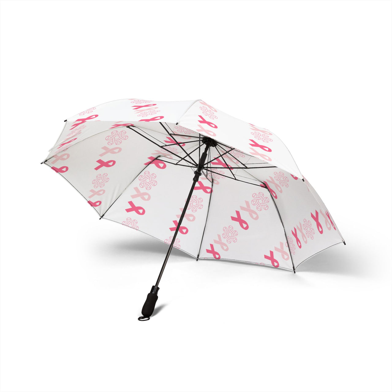 Stylish Foldable Umbrella with Pink Ribbons, Compact Travel Umbrella, Breast Cancer Awareness Support Umbrella
