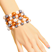 Gold and Cream Pearl Bead 5 Pcs Bracelets - Modestly Vogue