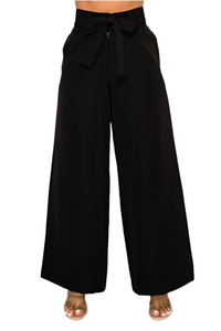Black Dressy Palazzo Pants & Halter Crop Top Set – 2 Piece Outfit