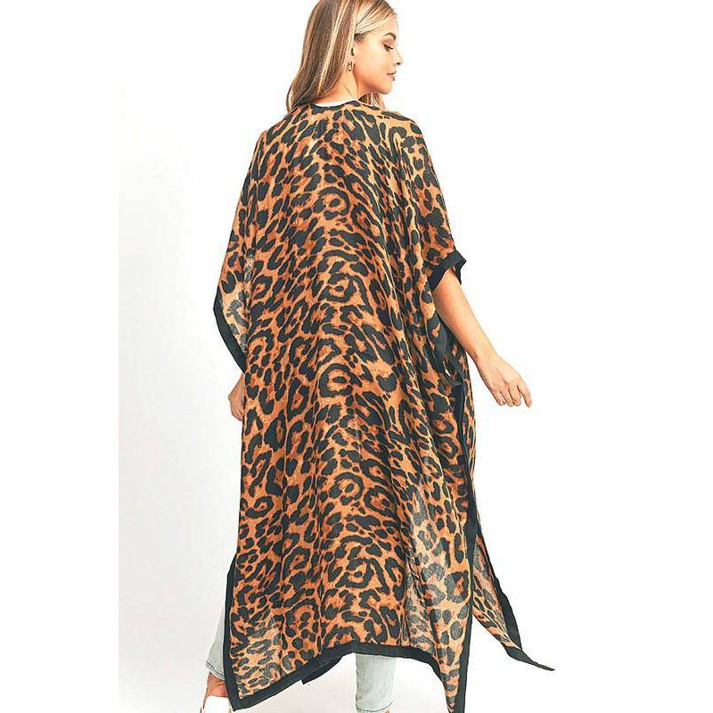 Stylish Cardigans & Kimonos for Women – Trendy & Versatile Outerwear for Any Occasion | Modestly Vogue Leopard Printed Extra Long Kimono Duster Cardigan - Modestly Vogue