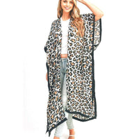 Stylish Cardigans & Kimonos for Women – Trendy & Versatile Outerwear for Any Occasion | Modestly Vogue Leopard Printed Extra Long Kimono Duster Cardigan - Modestly Vogue