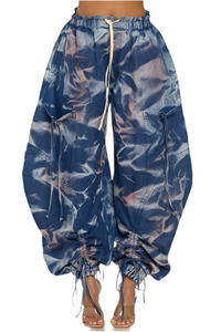 Urban Chic Drawstring Denim Cargo Pants