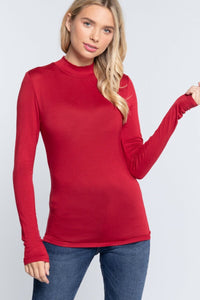 Mock Neck Fitted Rayon Jersey Top – Sleek, Soft & Modest - Modestly Vogue
