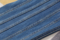 Blue Niche Designer Trousers Asymmetric Oblique Waist Placket Multi Line Split Stitching Structure Cut Jeans
