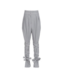 Neutral Baggy Pants Unique Cross Lace up Women Loose Slimming All Matching Straight Casual Pants