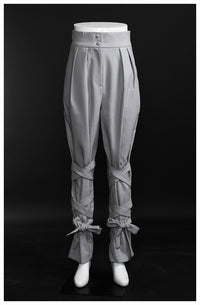 Neutral Baggy Pants Unique Cross Lace up Women Loose Slimming All Matching Straight Casual Pants