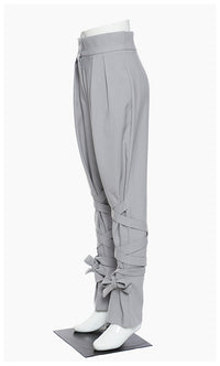 Neutral Baggy Pants Unique Cross Lace up Women Loose Slimming All Matching Straight Casual Pants