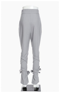Neutral Baggy Pants Unique Cross Lace up Women Loose Slimming All Matching Straight Casual Pants