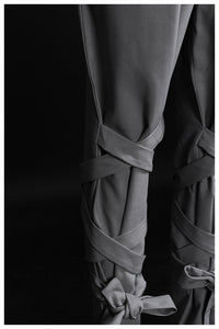 Neutral Baggy Pants Unique Cross Lace up Women Loose Slimming All Matching Straight Casual Pants