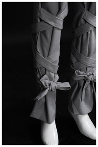 Neutral Baggy Pants Unique Cross Lace up Women Loose Slimming All Matching Straight Casual Pants