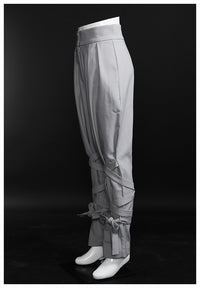 Neutral Baggy Pants Unique Cross Lace up Women Loose Slimming All Matching Straight Casual Pants