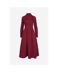 Deep Mock Neck Long Sleeve Midi Dress