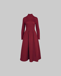 Deep Mock Neck Long Sleeve Midi Dress