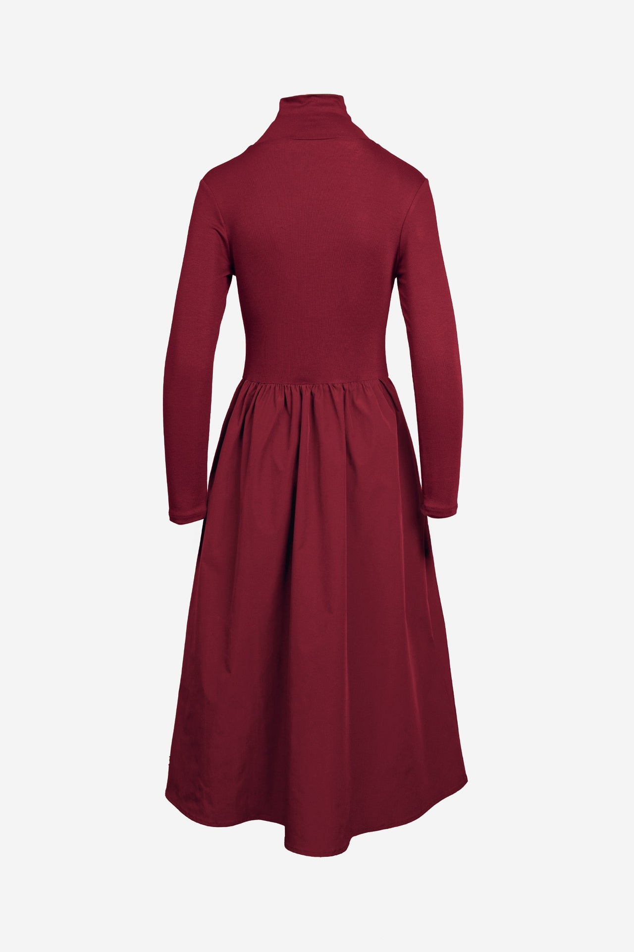Deep Mock Neck Long Sleeve Midi Dress