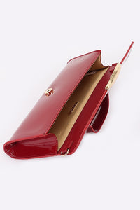 Enamel Faux Leather Clutch Purse