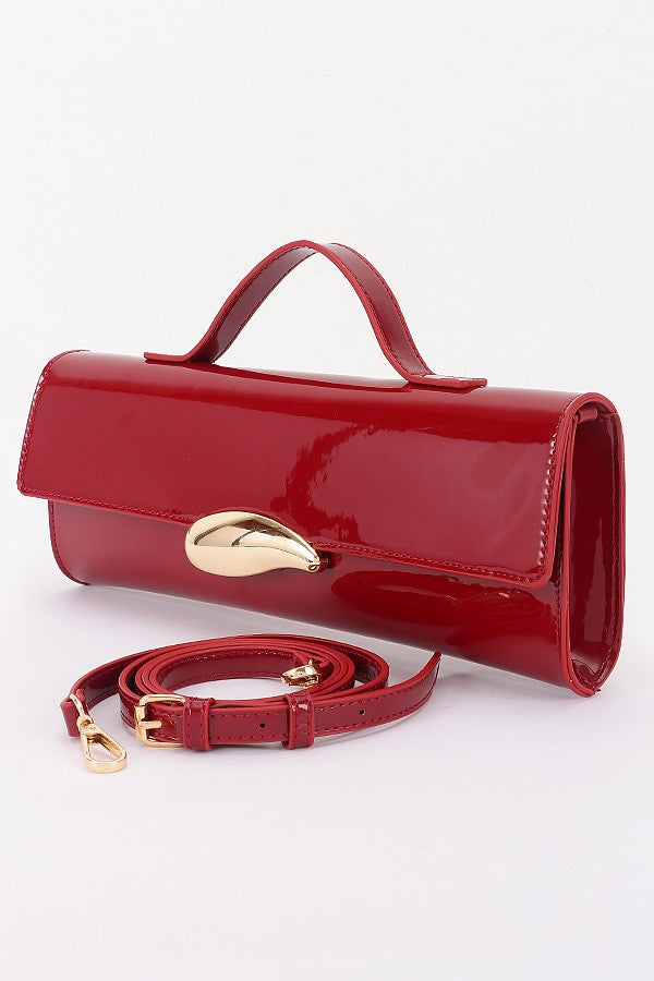 Enamel Faux Leather Clutch Purse