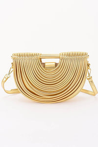 Metallic Faux Leather Noodle Bag Purse Handbag