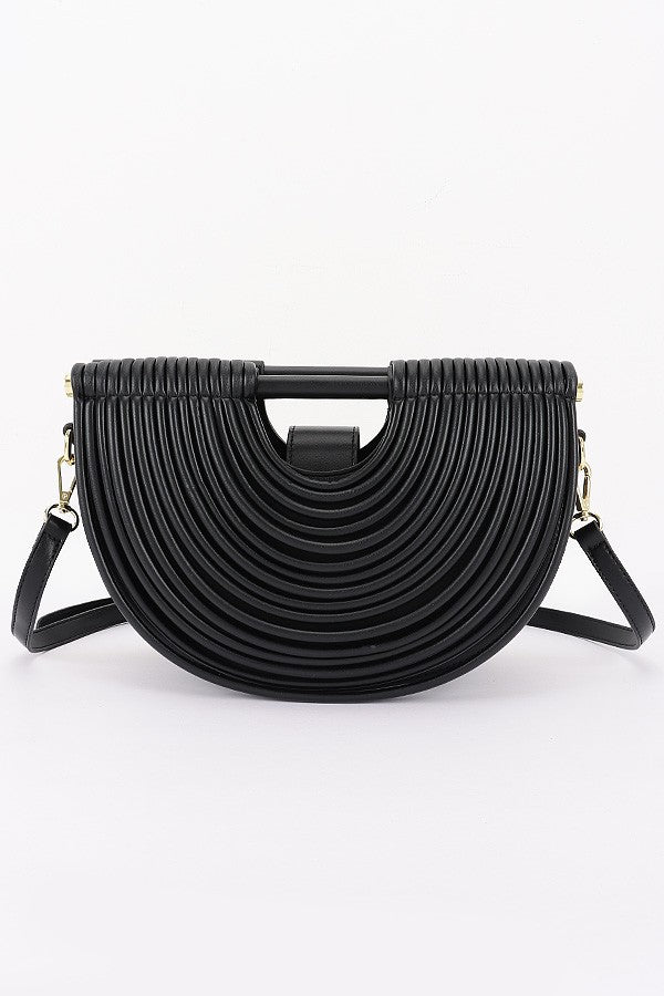 Metallic Faux Leather Noodle Bag Purse Handbag