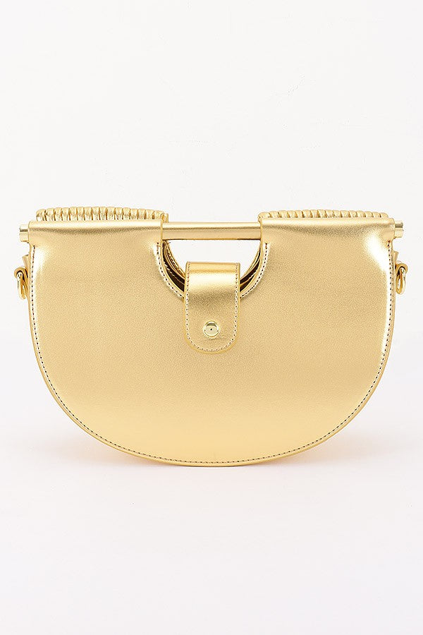 Metallic Faux Leather Noodle Bag Purse Handbag