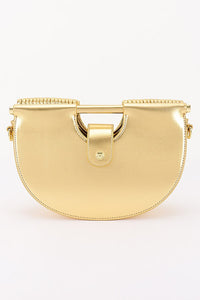 Metallic Faux Leather Noodle Bag Purse Handbag