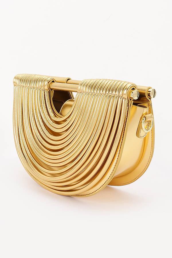 Metallic Faux Leather Noodle Bag Purse Handbag