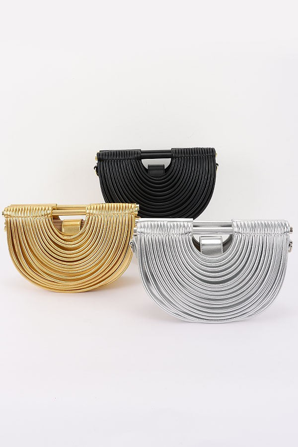 Metallic Faux Leather Noodle Bag Purse Handbag